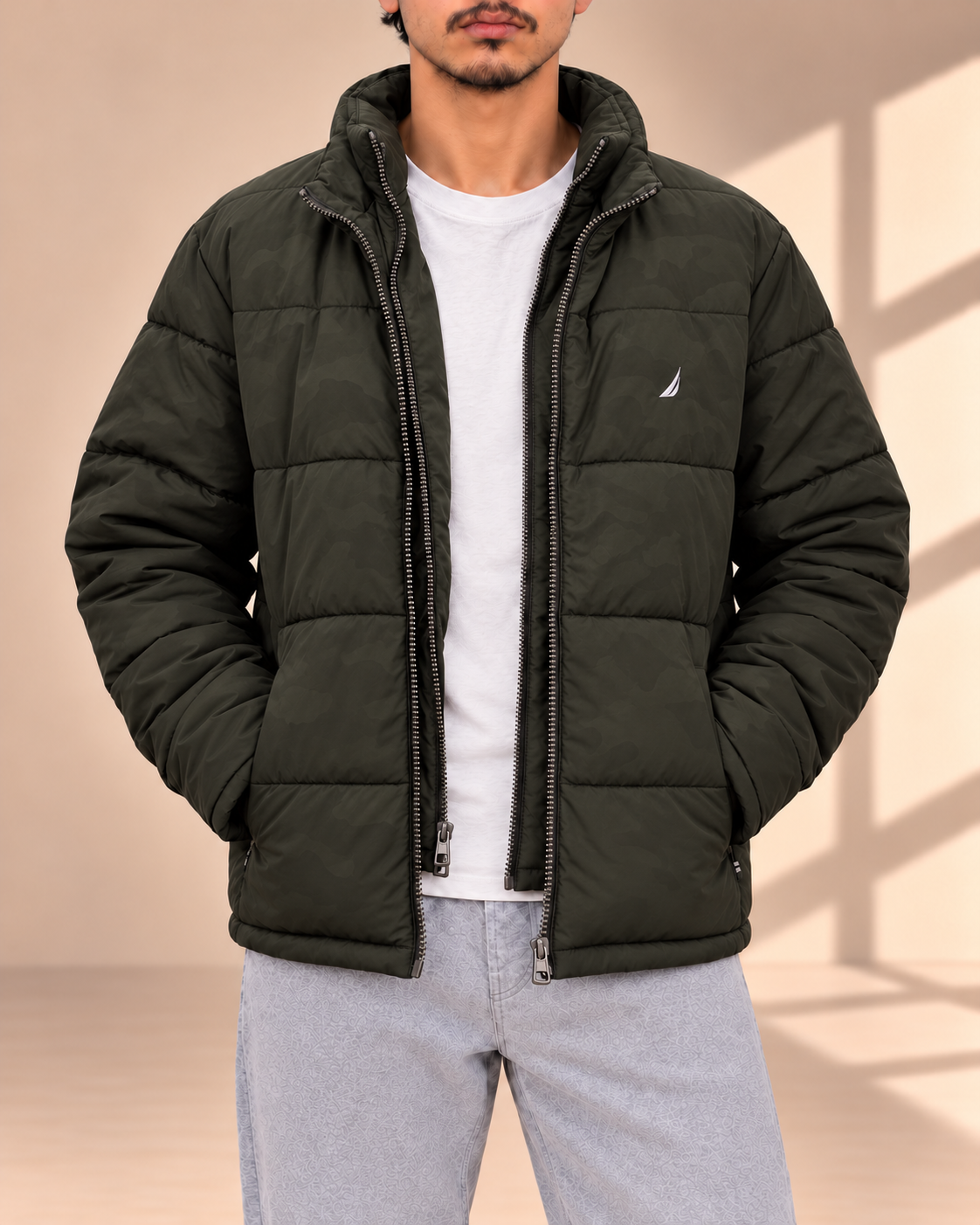 Nautica- men - winter jacket - green -front 6 کاپشن گرم بالا ضخیم ناتیکا - تصویر 1