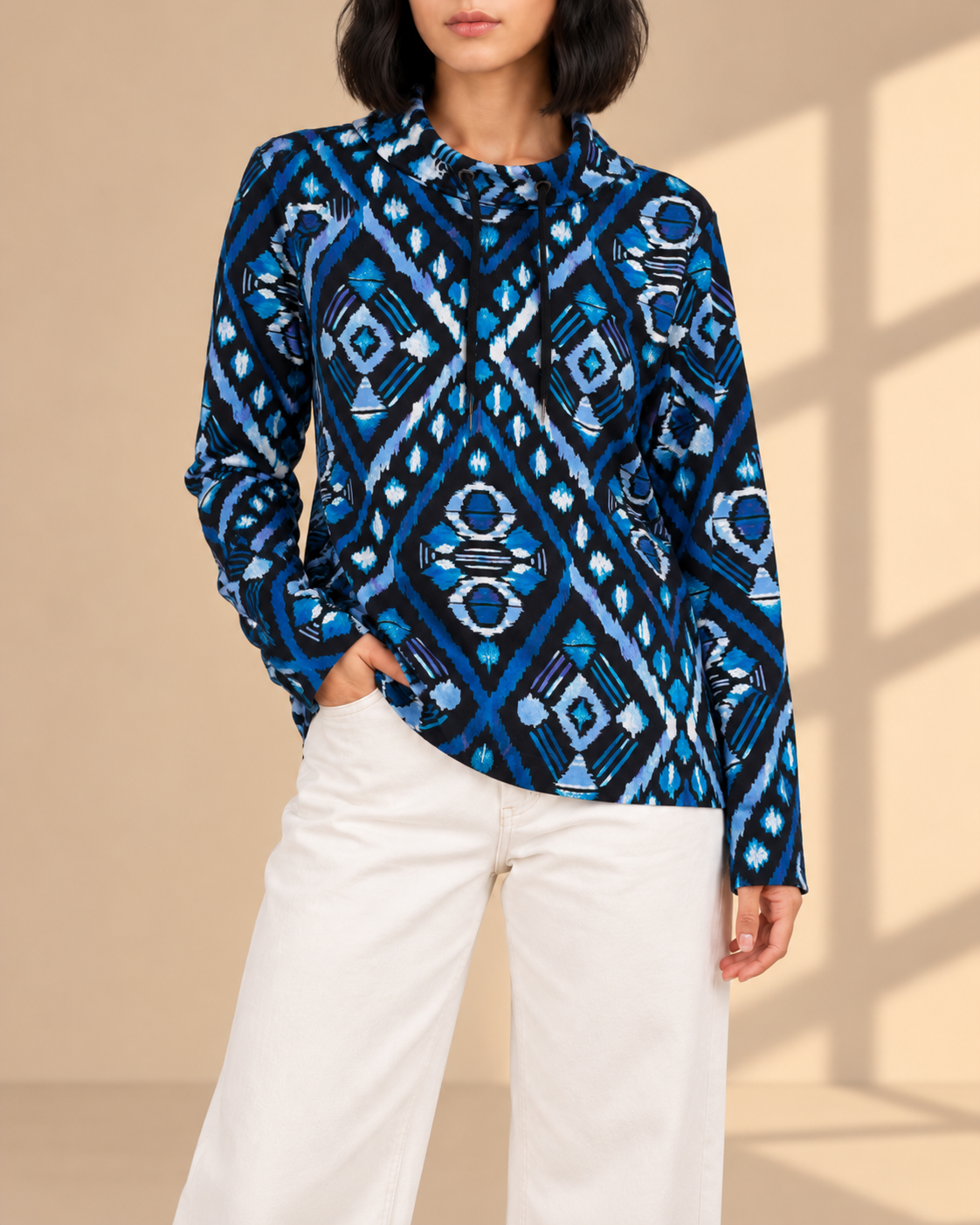 sisil - women - blouse - model 2 - front 4 بلوز یقه بند دار طرح دار سیسیل - تصویر 1